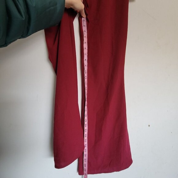 NEW Forever 21 Contemporary Wine Red High Waisted Flare Woven Long Pants Small - Picture 9 of 17